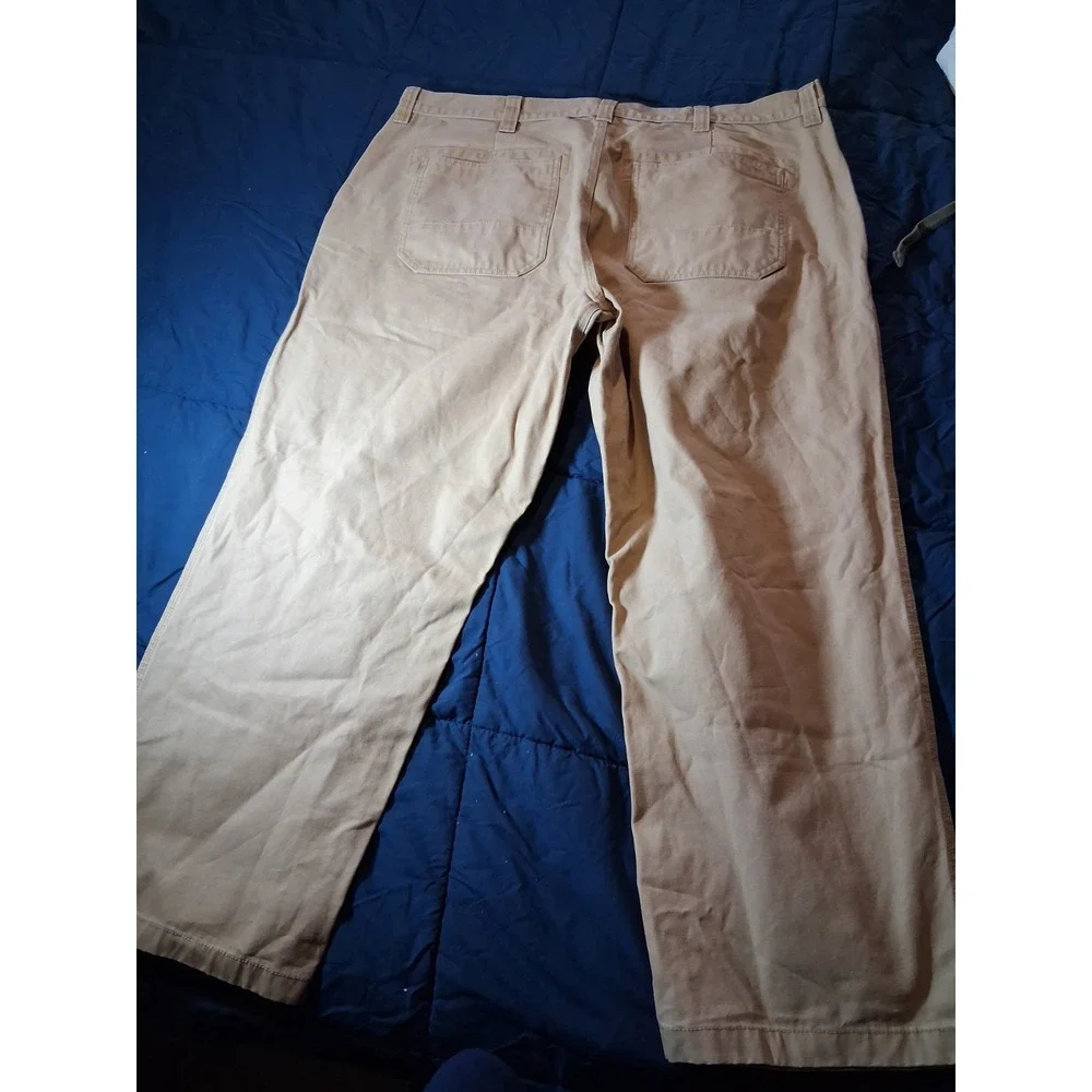 LL Bean Pants Men's 44x29 Khaki Heavy Duty Rugged Workwear 0 DUW3 Canvas‎